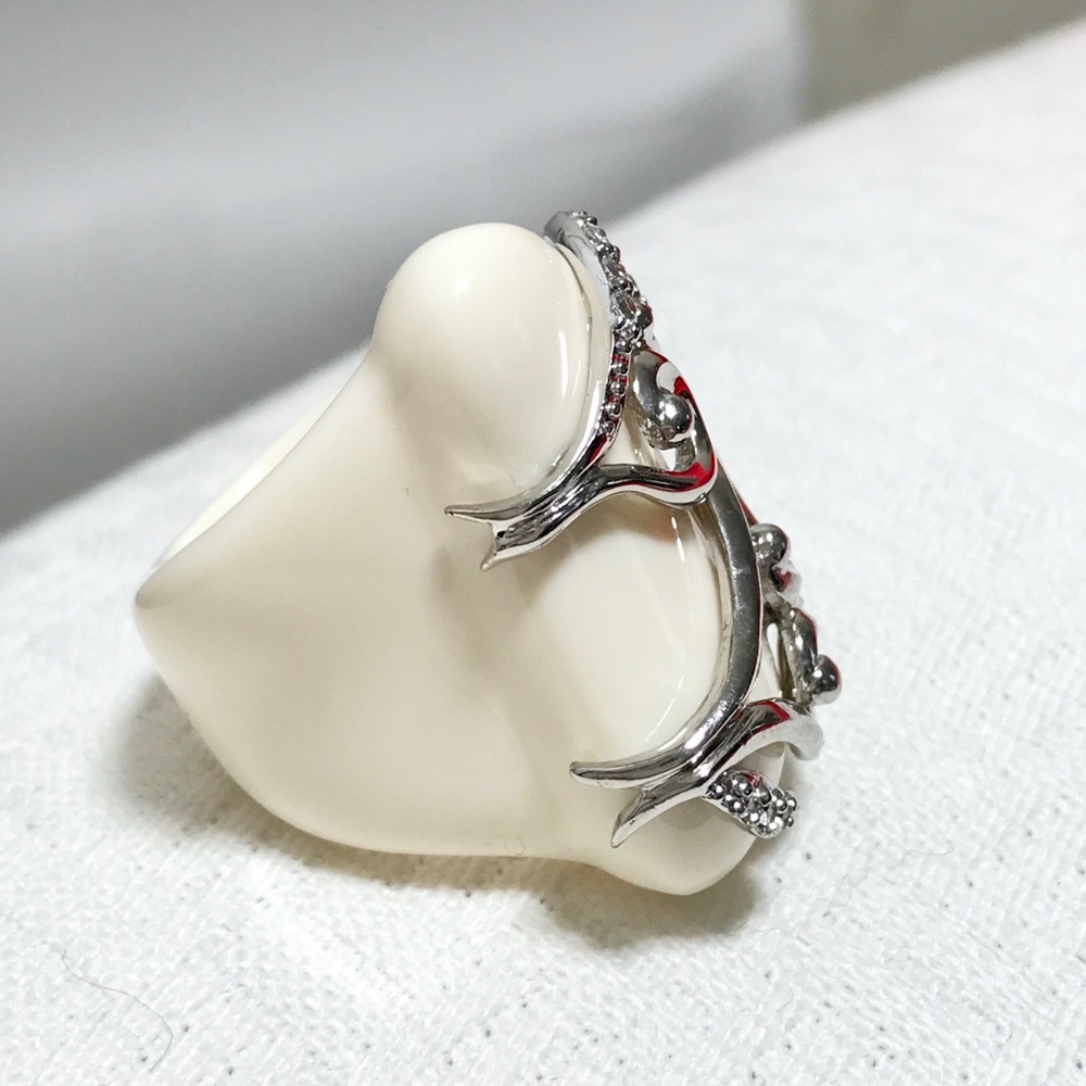 Couture Sterling Silver Cz Statement Ring Sz 7 - Picture 5 of 5